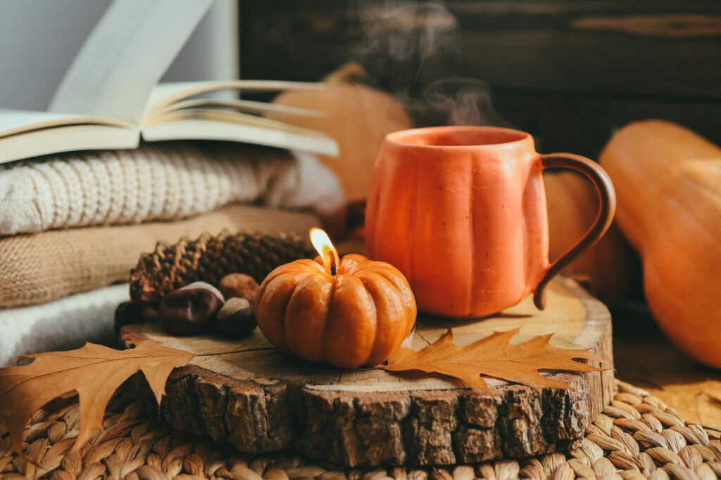 rusztikus tea es gyertya