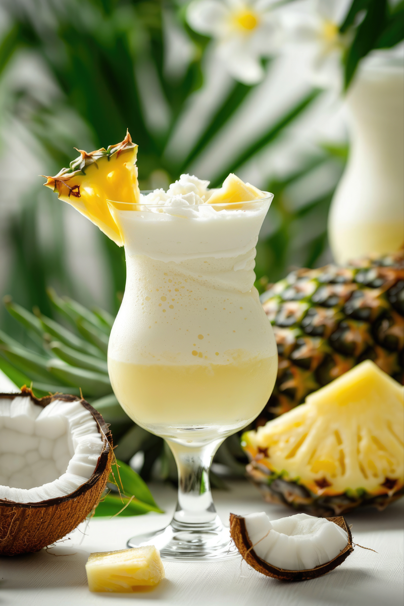 pina colada koktél pohárban díszítéssel